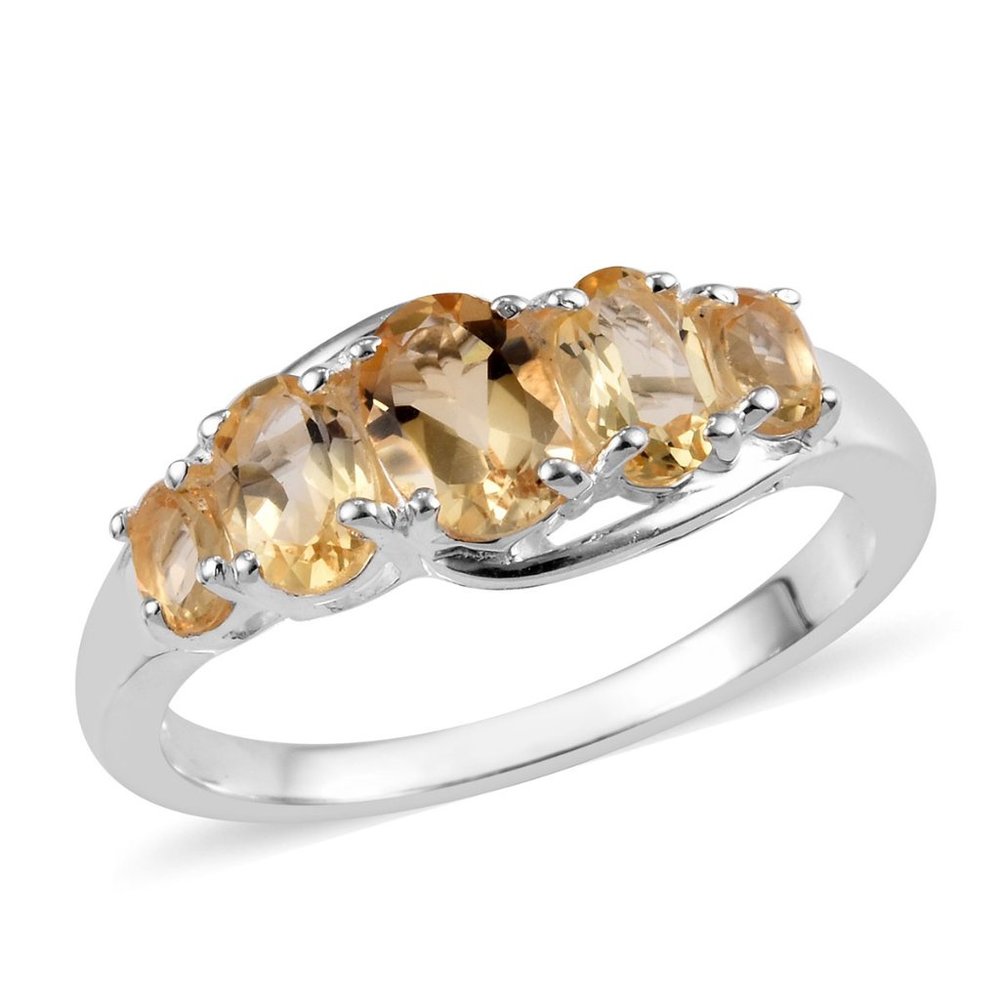 Brazilian Citrine 5 Stone Ring in Sterling Silver
